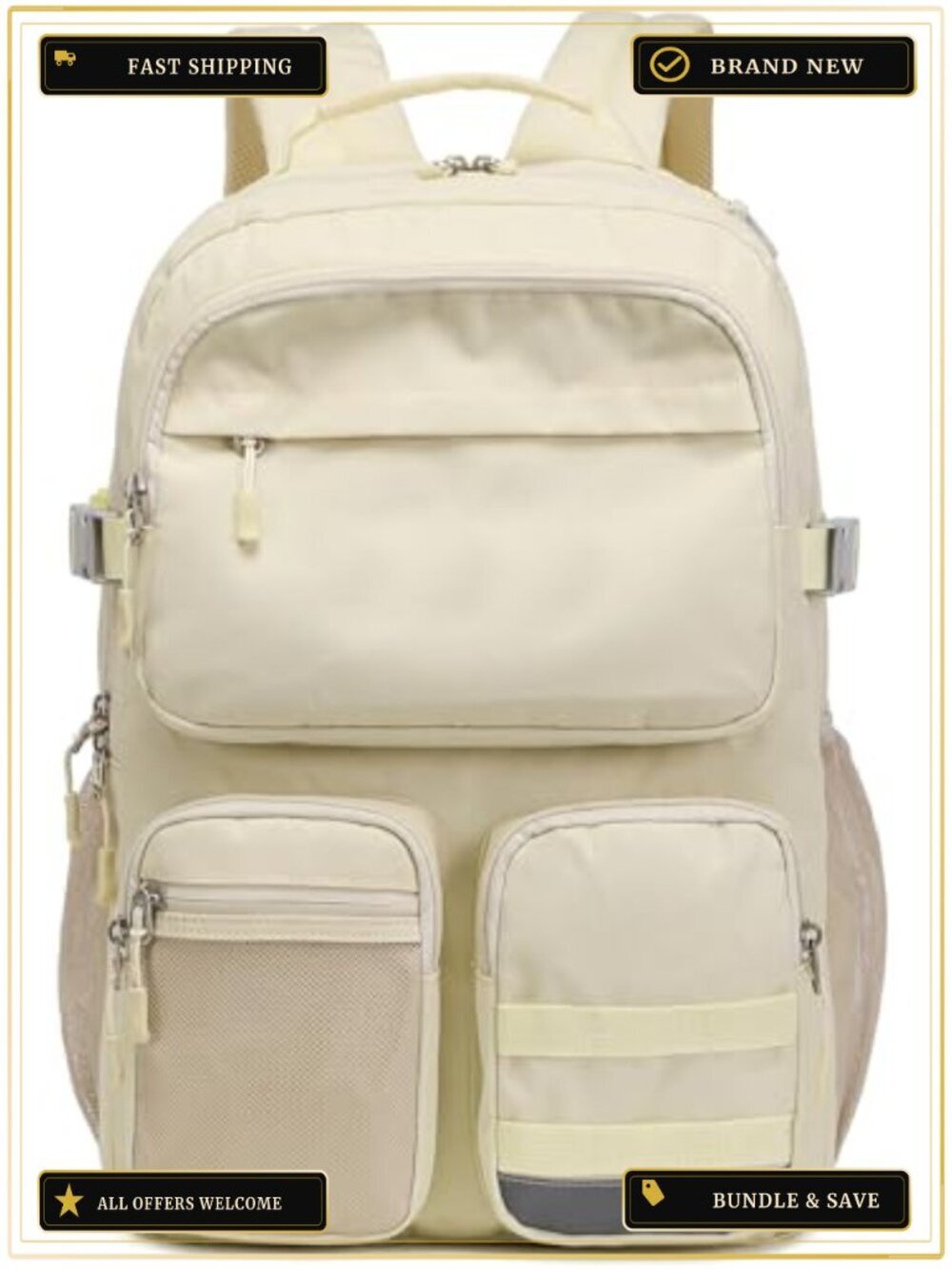 Water Resistant Laptop Backpack 15.6 Inch Travel Daypack, 9 Pockets, Adjustable